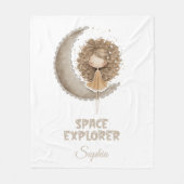 Space Explorer Fairy Moon - Personalisierter Name Fleecedecke (Vorderseite)