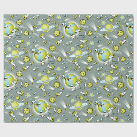 Space Explorer Geburtstag Geschenkpapier (Flach)