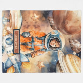 Space Explorer Individuelle Name Blanket für Littl Fleecedecke (Vorderseite (Horizontal))