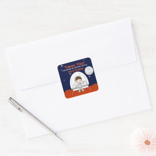 Space Explorer Quadratischer Aufkleber (Umschlag)