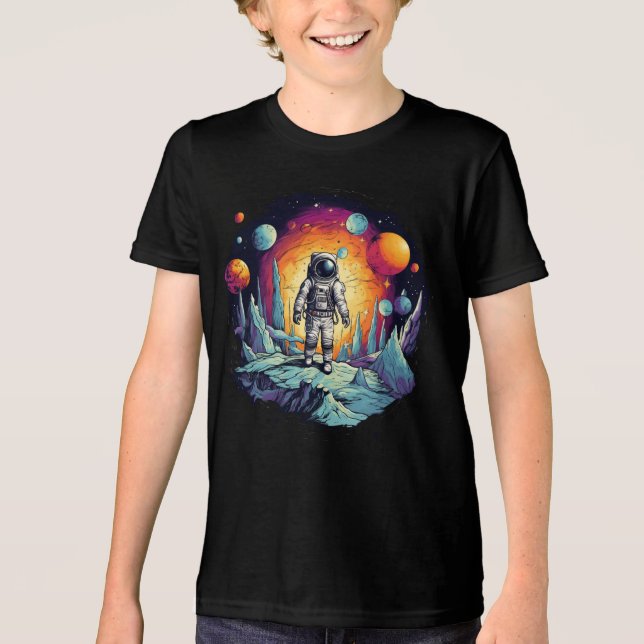"Space Explorer T-Shirt - Galaktisches Abenteuer w Tri-Blend Shirt (Vorderseite)