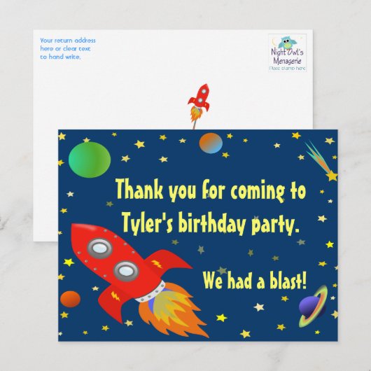 Space Explorer Thank You Postcard Postkarte (Vorne/Hinten)