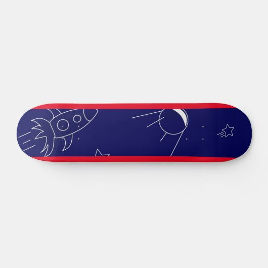Space Explorers Blue & Red, 7 3/4" Skateboard Deck (Horizontal)