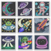 Space Explorers Kids Aufkleberbogen Aufkleber (Vorderseite)