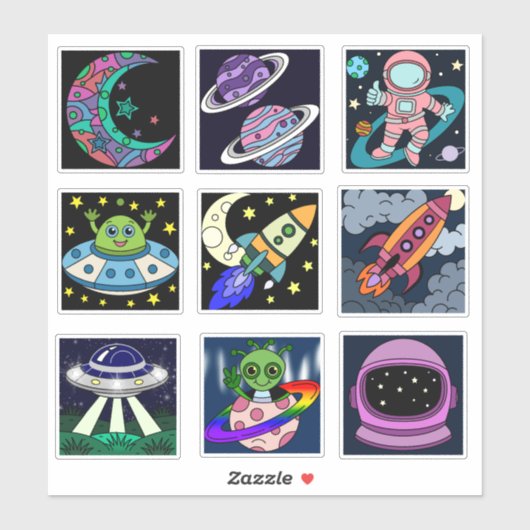 Space Explorers Kids Aufkleberbogen Aufkleber (Blatt)