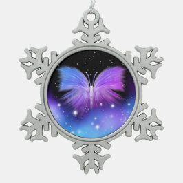 Space Fantasy Butterfly Kosmic Schneeflocken Zinn-Ornament