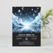 Space Fantasy Celestial Digital Geburtstag Einladung (Stehend Vorderseite)