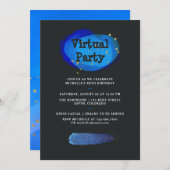 Space Fantasy Virtual Birthday Party Einladung (Vorne/Hinten)
