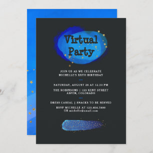 Space Fantasy Virtual Birthday Party Einladung