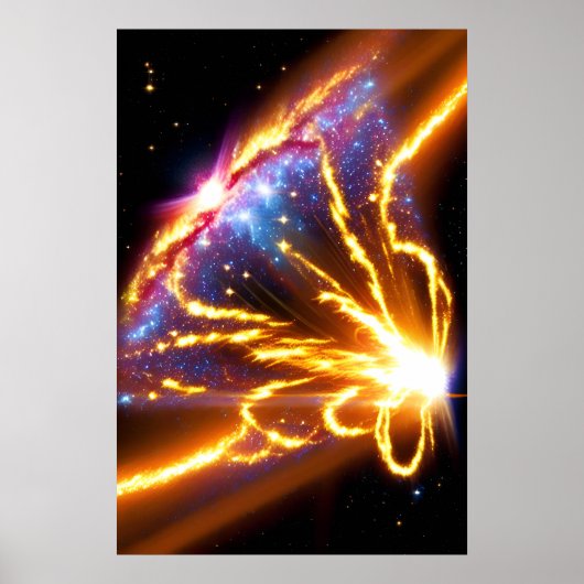 Space Fire Stars Electric Galaxy Night Sky Poster (Vorne)