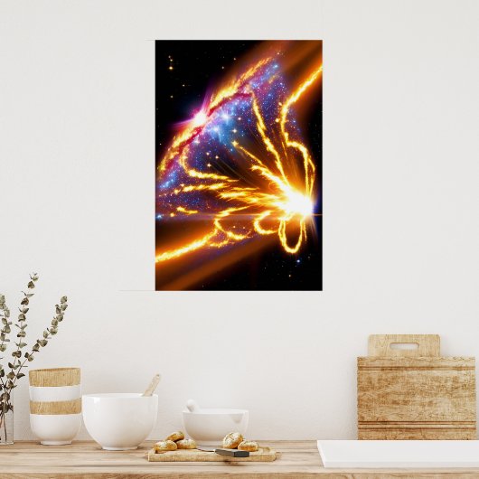 Space Fire Stars Electric Galaxy Night Sky Poster (Küche)