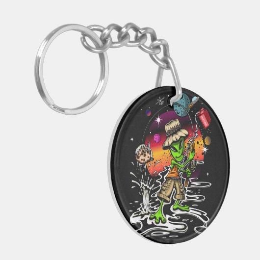 Space Fischer Schlüsselanhänger (Vorderseite links)