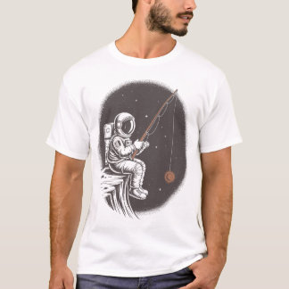 Space Fisher – Astronaut Catching the Sun and Moon T-Shirt