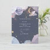 Space Galaxy Birthday Invitation Einladung (Stehend Vorderseite)