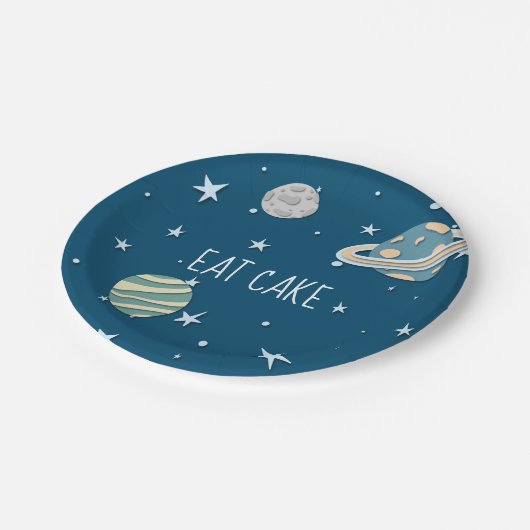 Space Galaxy Boy Birthday Pappteller (Schrägansicht)