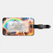 Space Galaxy Cat Riding Tiger on Pizza Gepäckanhänger (Rückseite horizontal)