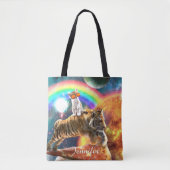 Space Galaxy Cat Riding Tiger on Pizza Tasche (Vorderseite)