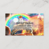 Space Galaxy Cat Riding Tiger on Pizza Visitenkarte (Vorderseite)