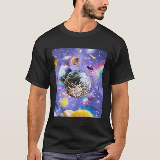 Space Galaxy Disco Ball T-Shirt (Vorderseite)
