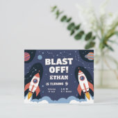 Space Galaxy Geburtstagseinladungskarte Einladung (Stehend Vorderseite)