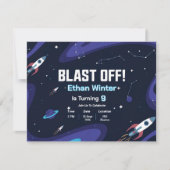 Space Galaxy Geburtstagseinladungskarte Einladung (Vorderseite)