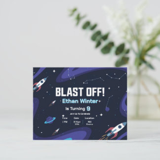 Space Galaxy Geburtstagseinladungskarte Einladung