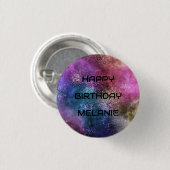 Space Galaxy Happy Birthday Button (Vorne & Hinten)