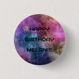 Space Galaxy Happy Birthday Button