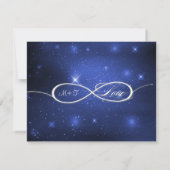 Space Galaxy Infinity Sign Navy Blue Wedding RSVP Karte (Rückseite)