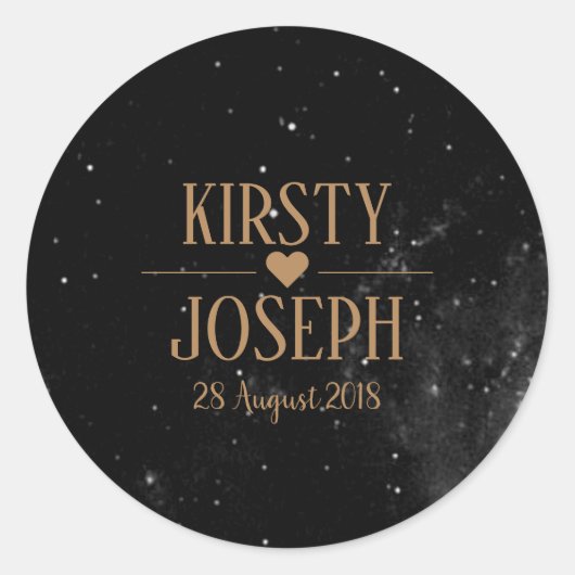 Space Galaxy Monogram Gold Wedding Sticker (Vorderseite)