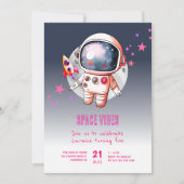 Space Galaxy Moon 5. Geburtstag Einladung (Vorderseite)