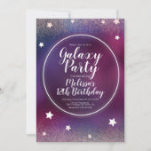Space Galaxy Nebula Glitzer Moon Birthday Einladung (Vorderseite)