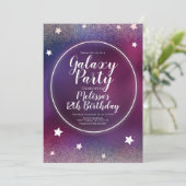 Space Galaxy Nebula Glitzer Moon Birthday Einladung (Stehend Vorderseite)