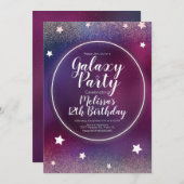 Space Galaxy Nebula Glitzer Moon Birthday Einladung (Vorne/Hinten)