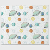 Space Galaxy Planets, Stars & Rocket  Orbits astro Geschenkpapier (Flach)