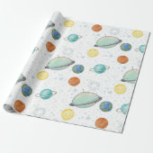 Space Galaxy Planets, Stars & Rocket  Orbits astro Geschenkpapier (Ungerollt)