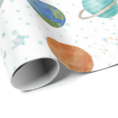 Space Galaxy Planets, Stars & Rocket  Orbits astro Geschenkpapier (Rolleneckpunkt)