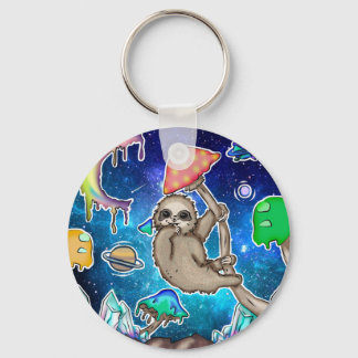 Space Galaxy Sloth Kosmische Pilze Weiße Kristalle Schlüsselanhänger
