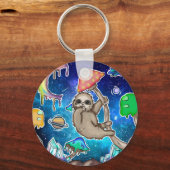 Space Galaxy Sloth Kosmische Pilze Weiße Kristalle Schlüsselanhänger (Vorderseite)