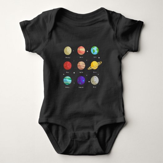 Space Galaxy Solar Planets Venus Mars Jupiter Uran Baby Strampler (Vorderseite)