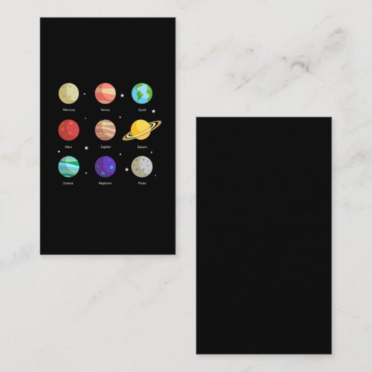 Space Galaxy Solar Planets Venus Mars Jupiter Uran Visitenkarte (Vorne/Hinten)