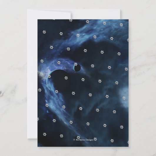 Space Galaxy Stars Bar Mitzvah Ankündigung (Rückseite)