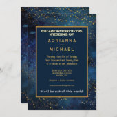 Space Galaxy Stars Hochzeitseinladung Einladung (Vorne/Hinten)