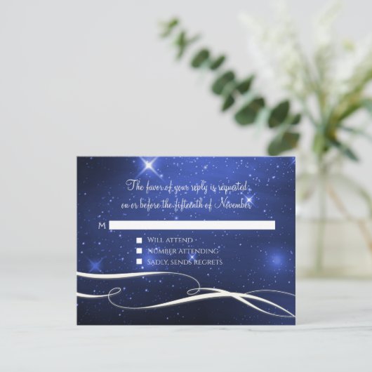 Space Galaxy stars Unendlichkeit Symbol Skript Hoc RSVP Karte (Stehend Vorderseite)