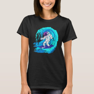 Space Galaxy Surfer Astronaut Surfen Blue Wave Ri T-Shirt