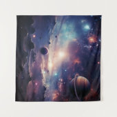 Space Galaxy Symphony Tapestry Wandteppich (Vorderseite (Horizontal))