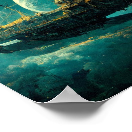 Space Galleon Sci-Fi Art Poster (Ecke)