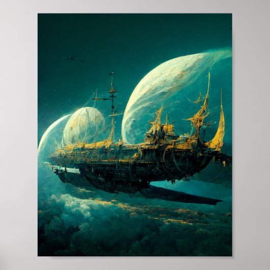 Space Galleon Sci-Fi Art Poster (Vorne)