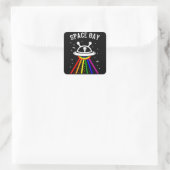 SPACE GAY LGBT Prix Monat Alien UFO Regenbogenflag Quadratischer Aufkleber (Tasche)