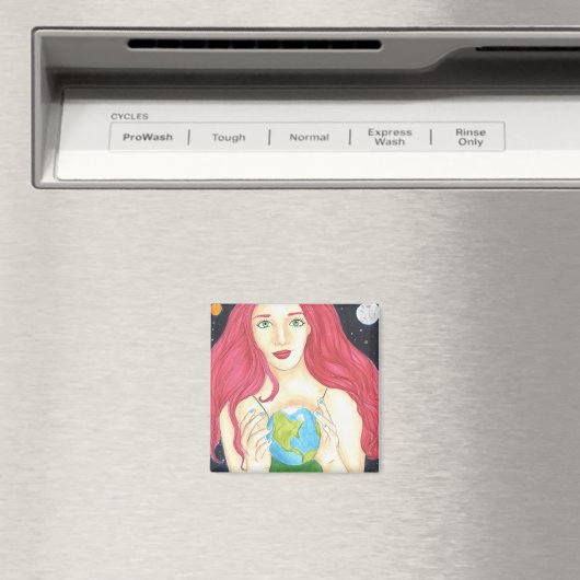 Space Girl - 2 Zoll Square Magnet (In Situ (Geschirrspüler))